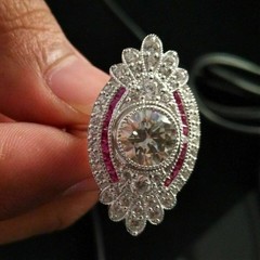 2.65Ct Art Deco Style Lab Created Diamond & Ruby Wedding 14K White Gold FN Ring