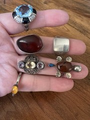 Spectacular lot of vintage 925 silver rings in various designs and sizes