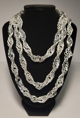 Vintage West German Eloxal Aluminum Triple Strand 58″ Statement Necklace