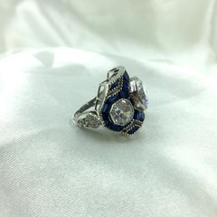 3Ct Art Deco Style Lab Created Diamond Wedding Engagement 14K White Gold FN Ring