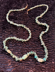 Vintage 42″ Jade and Turquoise Stone with Scarab Bead Accent Necklace