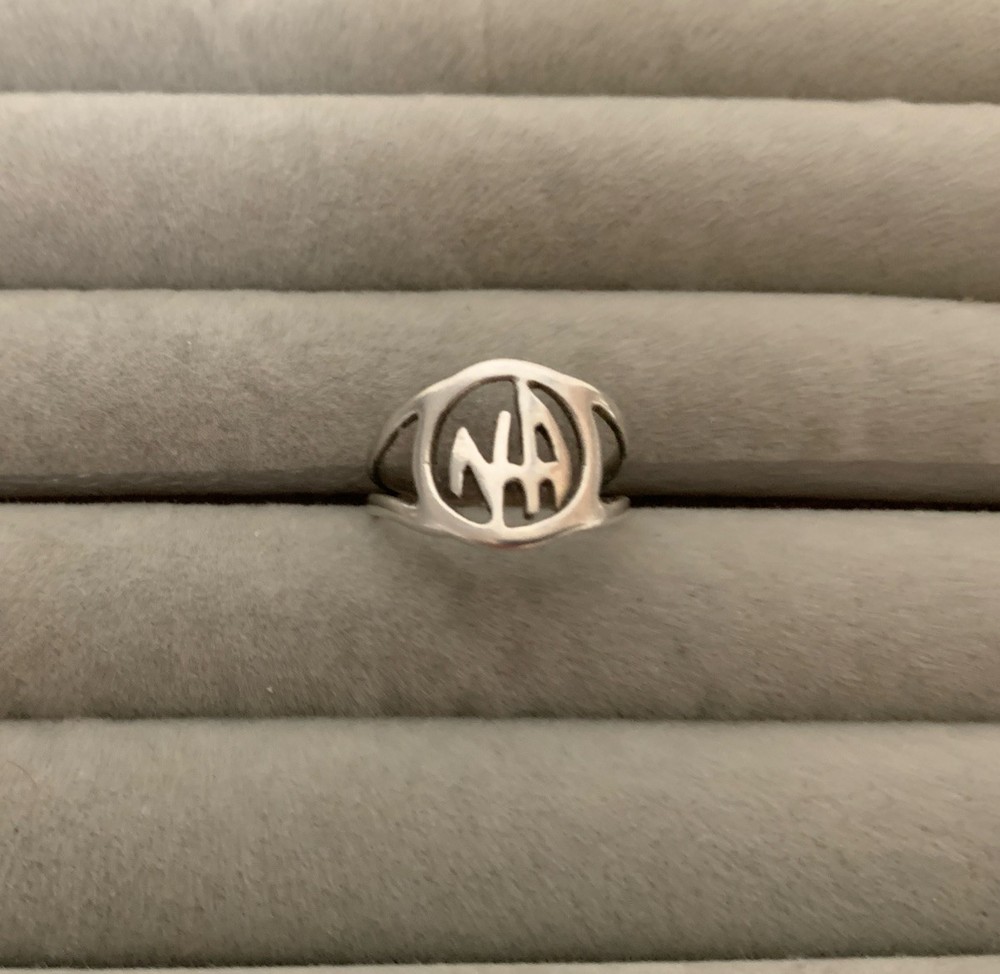 Vintage Sterling Initials N-A Letters Band Ring 3.5 Size