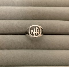 Vintage Sterling Initials N-A Letters Band Ring 3.5 Size
