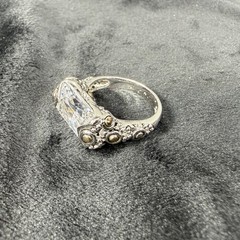 Vtg Sterling Silver Ring 8.25 Cubic Zirconia Medieval High End Jewelry Old Money