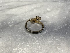 Vintage Gold Tone Blue Rhinestone Ring Size 5.5
