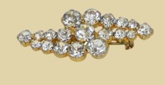 Vintage Gold Tone Clear Rhinestone Brooch Pin Bling USA Seller
