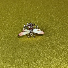 Vintage Brooch Bee Bug Insect Enameled Gold Tone Nature