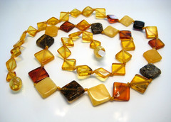 Genuine Amber Beautiful Baltic Amber Necklace Square Beads 19.5 in !!!