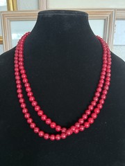 Vintage Precious Natural Red Coral 6mm Beads 50” Long Necklace Knotted Between
