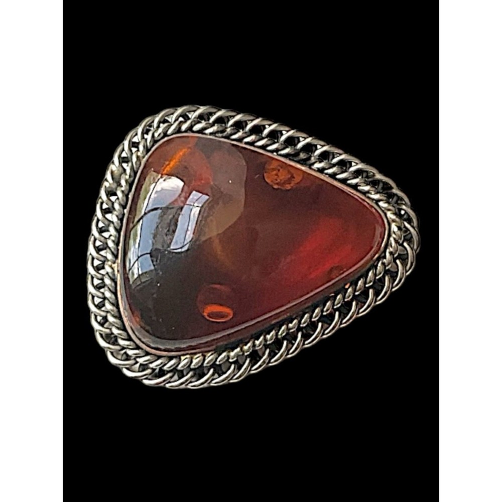 Vintage Baltic Amber Modernist Brooch Pin