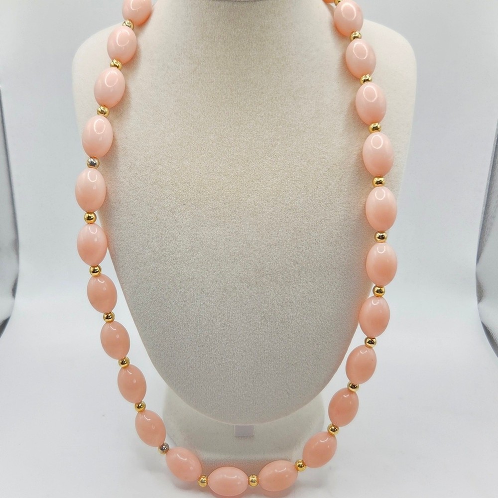 Vintage Pink and Gold Beaded Necklace
