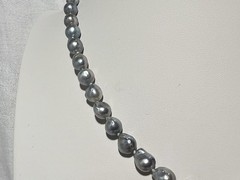 Japanese Silver-Blue Baroque Saltwater Akoya Pearl Necklace 14k clasp 6-9.5mm