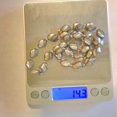 Vintage Gray Swirl Marbled Lucite Acrylic ? Bead Necklace Oval Retro MCM 17 In