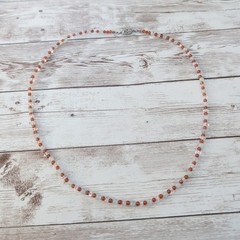 Vintage Necklace Dainty Beaded Orange, Very Light Green, Clear