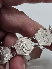 Vintage China Export Sterling Silver Panel Bracelet. Signed China, Sterling,
