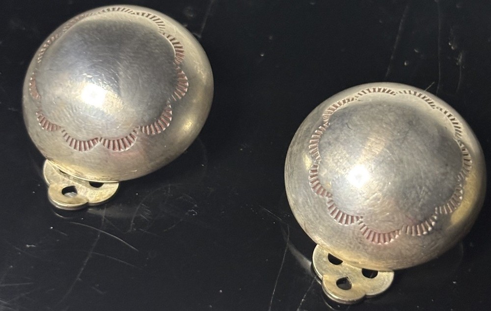 Vintage Embossed Sterling Clip On Earrings- Beautiful And Very Light!