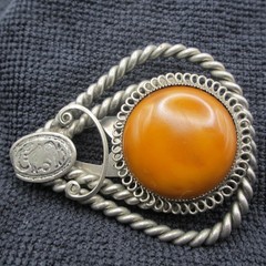 Vintage Dress Clip Faux Stone Bold Statement Twisted Silver Tone Open Work