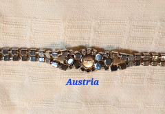 Vintage Austria 2-Layer Crystal Bracelet Bright Clear Crystals Signed Austria 7″