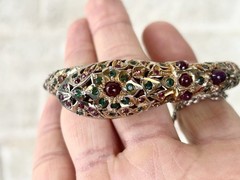Antique Mughal Ruby Emerald Sterling Snake Bracelet Jewels Of India