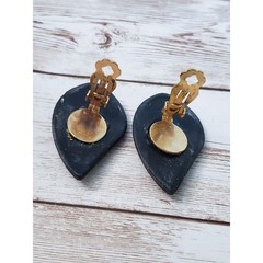 Vintage Jeff Lieb Clip On Earrings – Black – Paint Damage