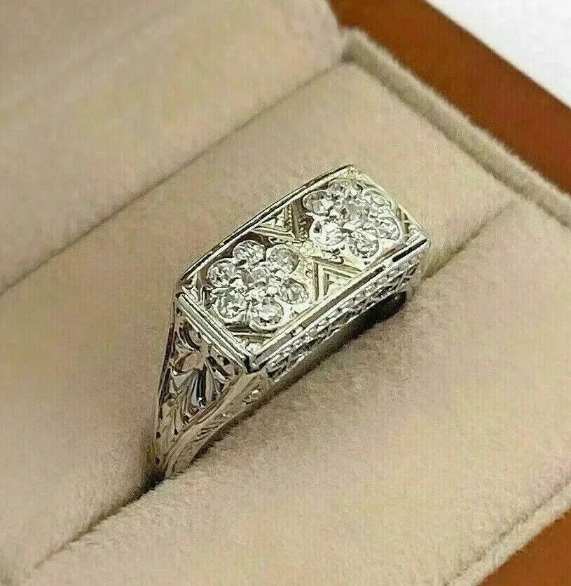 2.95Ct Art Deco Style Round Lab Created Diamond Filigree 14K White Gold FN Ring