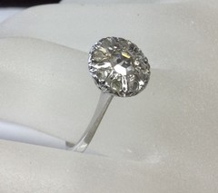 ANTIQUE ART DECO NATURAL ROSE CUT DIAMOND CLUSTER ENGAGEMENT RING 11K WG