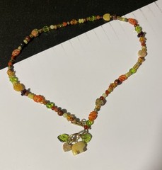 Carved Carnelian And Other Gemstone Beads Fetish Bear Necklace Sterling Finding
