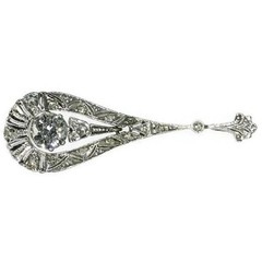 2Ct Art Deco Style Lab Created Diamond Engagement Gift 14K White Gold FN Pendant