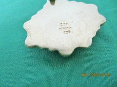 MEXICO 925 Sterling Silver Vintage Cabochon Blue Lace Agate Swirl Pendant