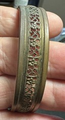 Vintage 1930’s Possibly Czech Green Glass Hinged Bracelet See Pictures For