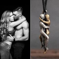Lovers Couple Hug Pendant Necklace Romantic Love Charm Jewelry Gift for Her Him