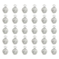 20Pcs 0.67×0.43″ Zinc Alloy Watch Clock Charm Pendant, Silver Tone