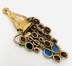 Art Deco Multicolored Rhinestone “Fruit Salad” Dress Clip 3 Inch Vintage Jewelry