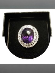 925 Silver and Amethyst Vintage Stone Ring Stunning Detail