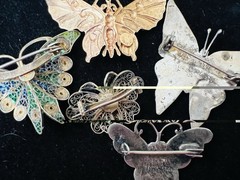 Lot 65 Vtg BUTTERFLY BROOCH Rhinestone Enamel 925 800 Silver GF Monet Trifari