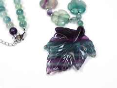 Rare Vintage Chinese Carved Fluorite & Sterling Silver Pendant Necklace