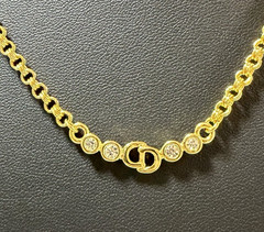 Christian Dior necklace pendant with rhinestones CD logo gold plated Vintage
