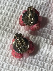 Vintage Jewelry Set Japan 3 Strand Beaded Necklace And Matching Clip Earrings