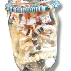 Beachy Style Stones Shells Other Ocean Vibes Mixed Jewelry Jar Good Condition