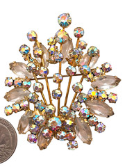 Juliana D&E Book Set AB Rhinestone Wreath & Flower Spray Brooch & Earring Set