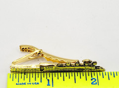 Train AT SF RR Atchison Topeka and Santa Fe Railway Gold Tone Vintage Tie Clasp