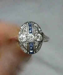Art Deco Style Lab Created Diamond Engagement Wedding 14K White Gold Finish Ring
