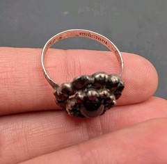 Vintage Sterling Silver Rose Cut Garnet Bohemian Czechoslovakia Ring Sz 8 ⚠️Read
