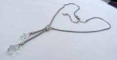 DESIGNER SWAN SIGNED SWAROVSKI FACETED BRIOLETTE CRYSTAL DROPS CHAIN NECKLACE
