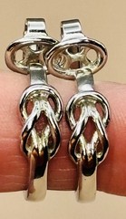 Trifari Earrings Clip On Silver Tone Love Knot Hoops