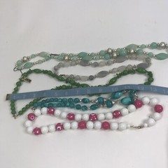 Vtg Necklace Lot Colorful Plastic Bead Mod Hong Kong Strand Retro