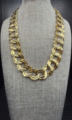 Vintage Gold Tone Necklace Double Link Curb Chain 18” Adjustable Weighs 3.2 Oz