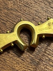 Victorian Brooch Pin 9K .375 Yellow Gold English Hallmarks Pearls Horseshoe