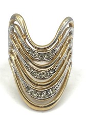 Vintage 18k Yellow Gold Plated CZ Waves Cocktail Ring Size 8