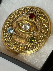 Vtg. Jewels Third Eye Charm, Authentic Rhinestone pin Brooch lucky charm Signed